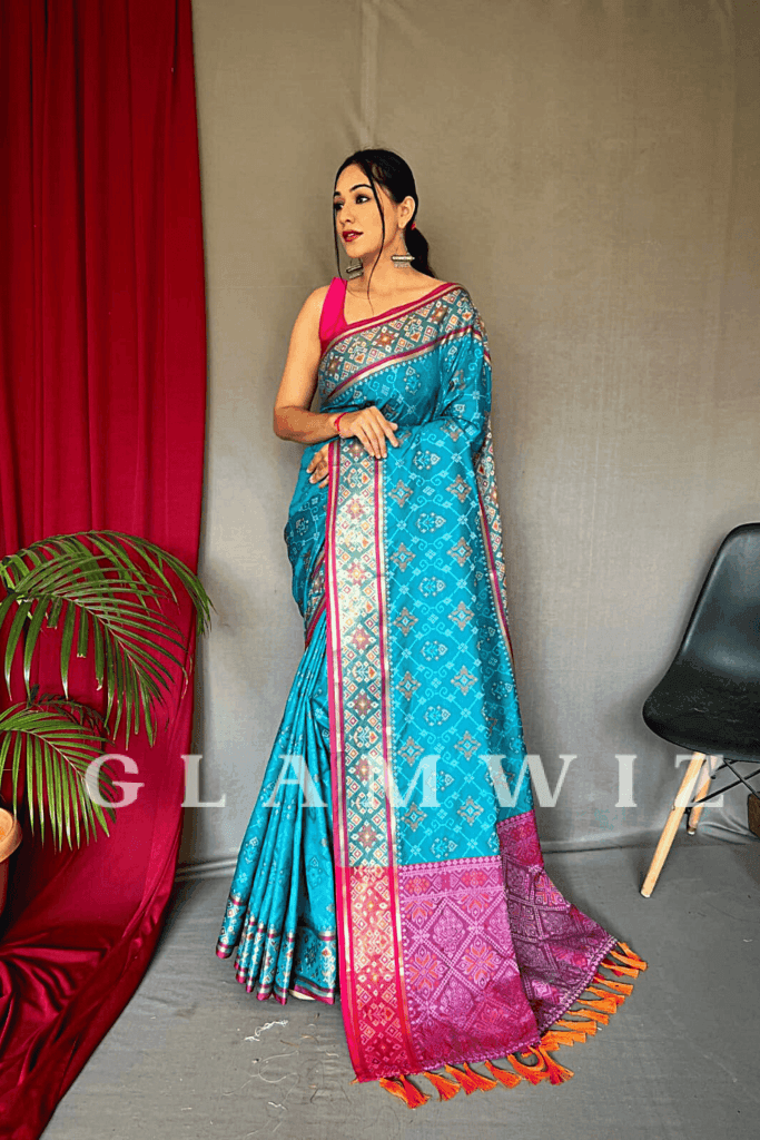 Ready-to-Wear Rangeen Patola Soft Silk Saree - Glamwiz India