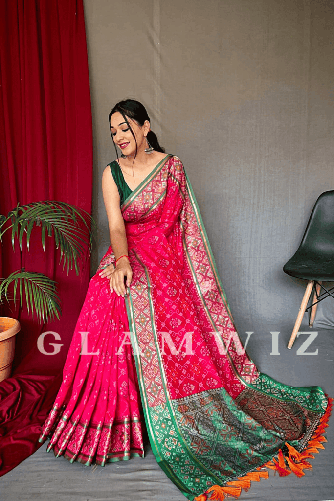 Ready-to-Wear Rangeen Patola Soft Silk Saree - Glamwiz India