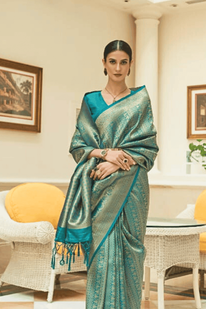 Ready to Wear Royal Kanjeevaram Silk Saree - Glamwiz India