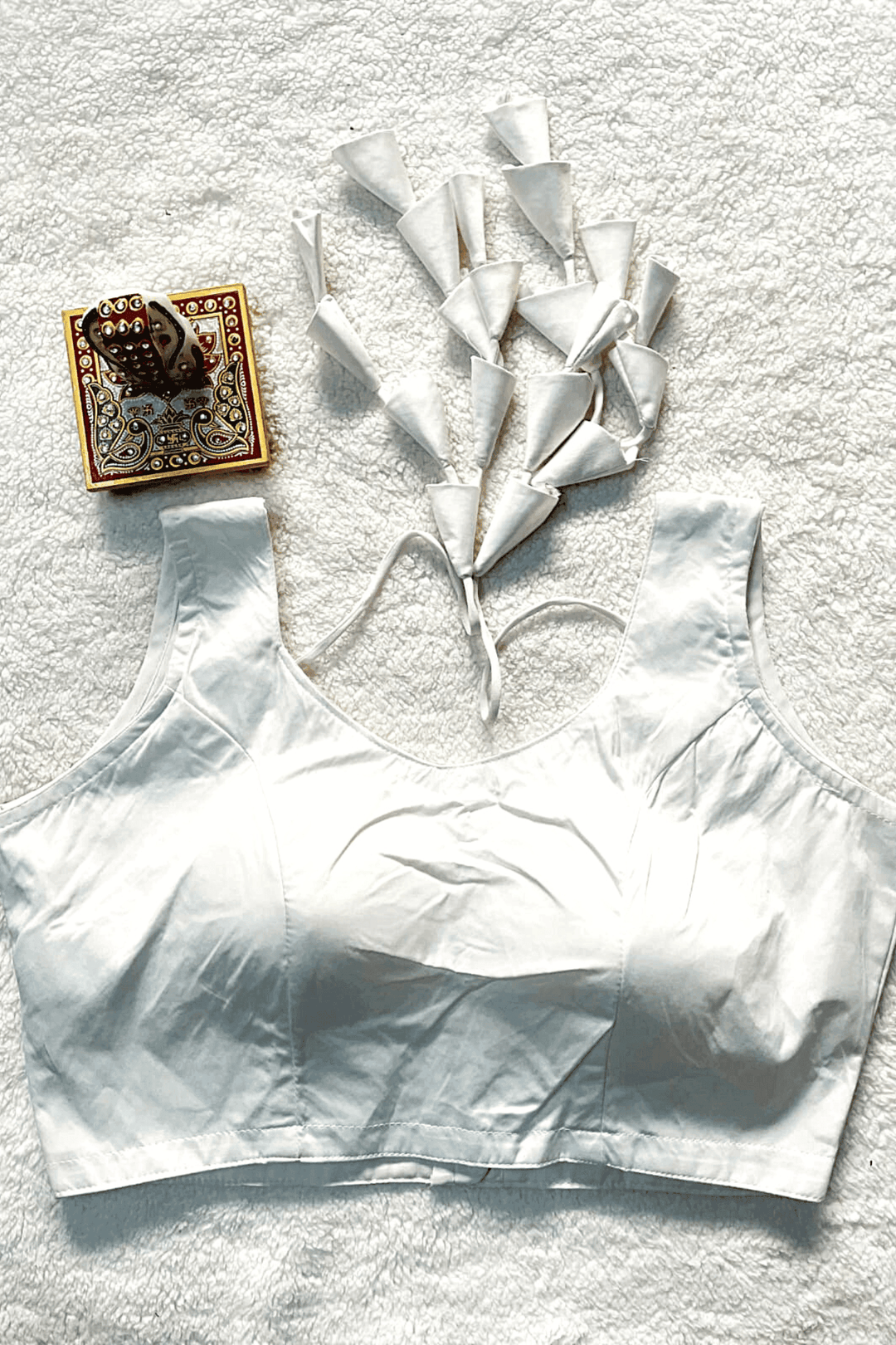 Readymade Plain Blouse with Tassels- Free Size - Glamwiz India