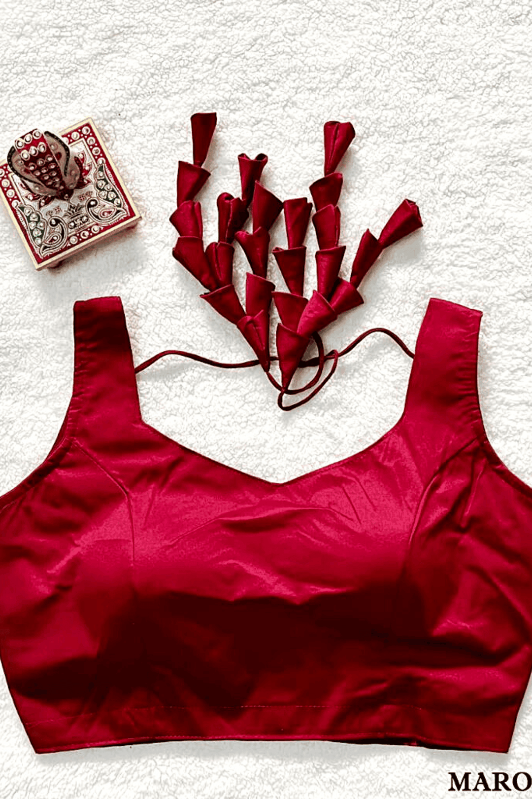 Readymade Plain Blouse with Tassels- Free Size - Glamwiz India