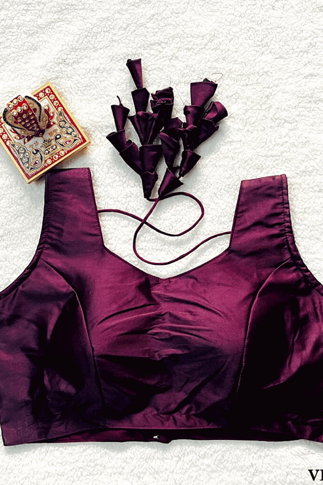 Readymade Plain Blouse with Tassels- Free Size - Glamwiz India