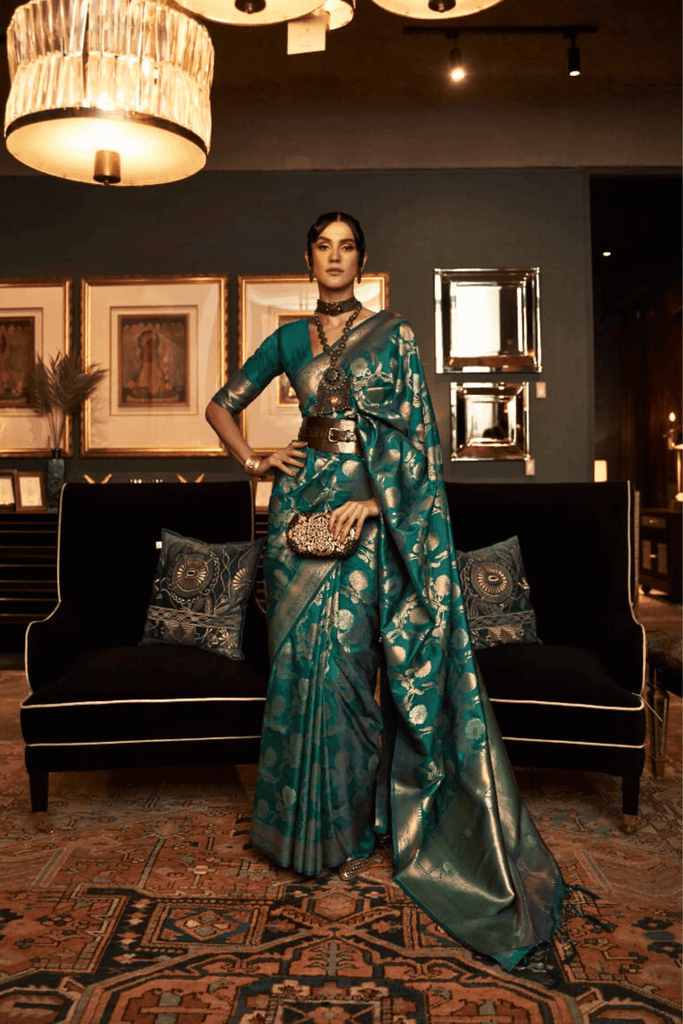 Silk Heritage | Royal Banarasi 1-Minute Silk Saree - Glamwiz India