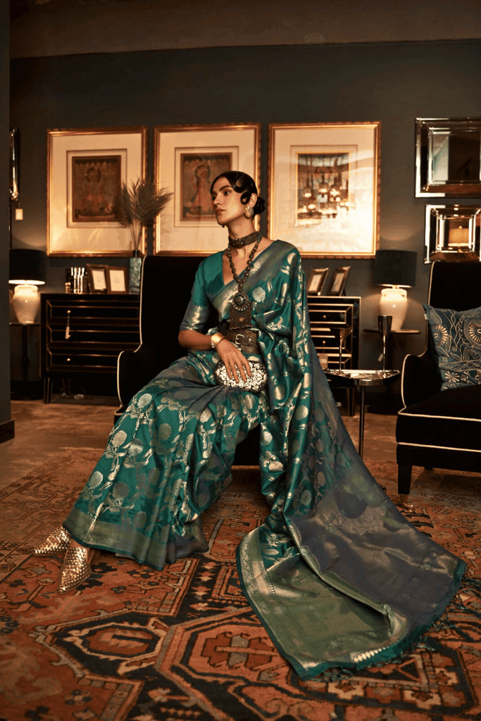 Silk Heritage | Royal Banarasi 1-Minute Silk Saree - Glamwiz India