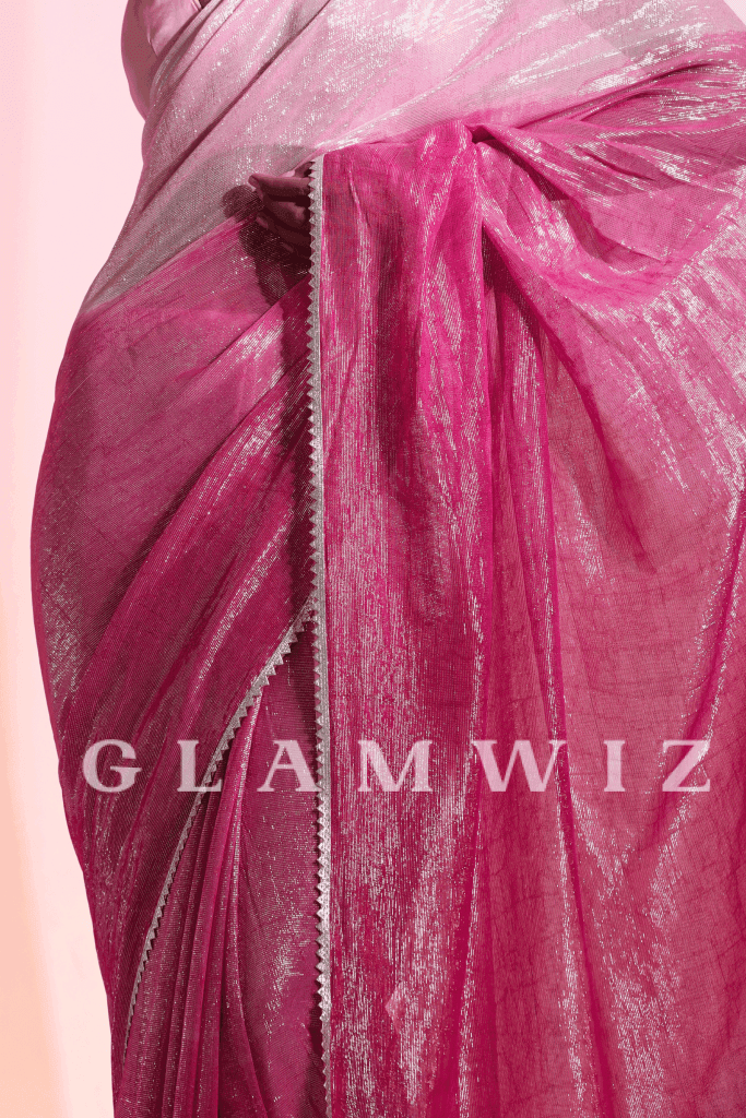 The Pink Blingg | Ready To Wear Ombre Shimmer Saree 1-Minute Georgette